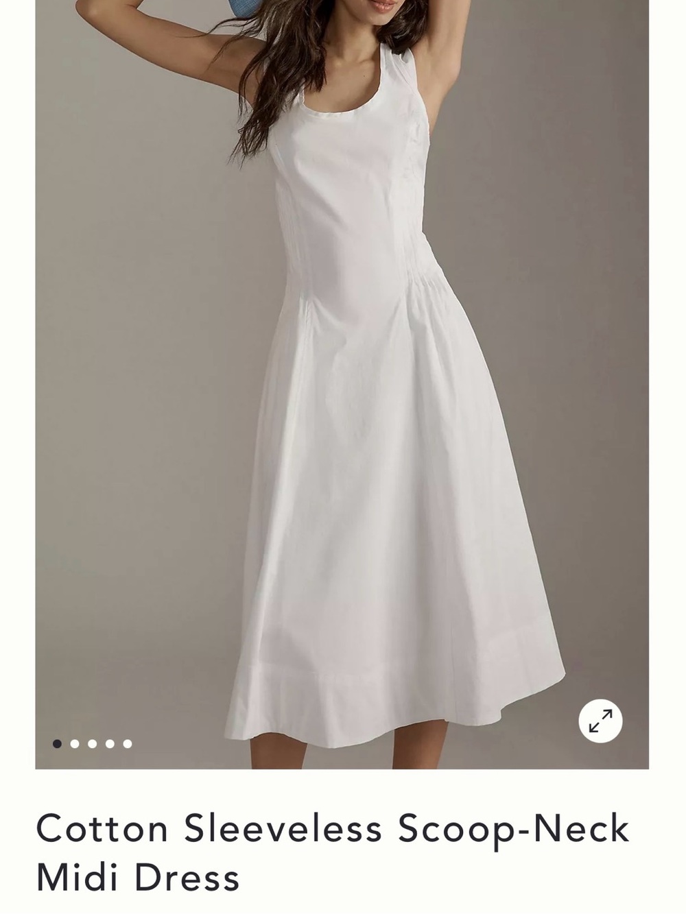 ANTHROPOLOGIE NWT! White Sleeveless Scoop-Neck Cotton Dress
